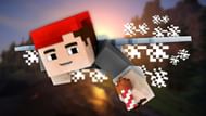 A few firework rockets can see you speeding over the world incredibly quickly with your Elytra equipped (Image via OMGcraft/YouTube)